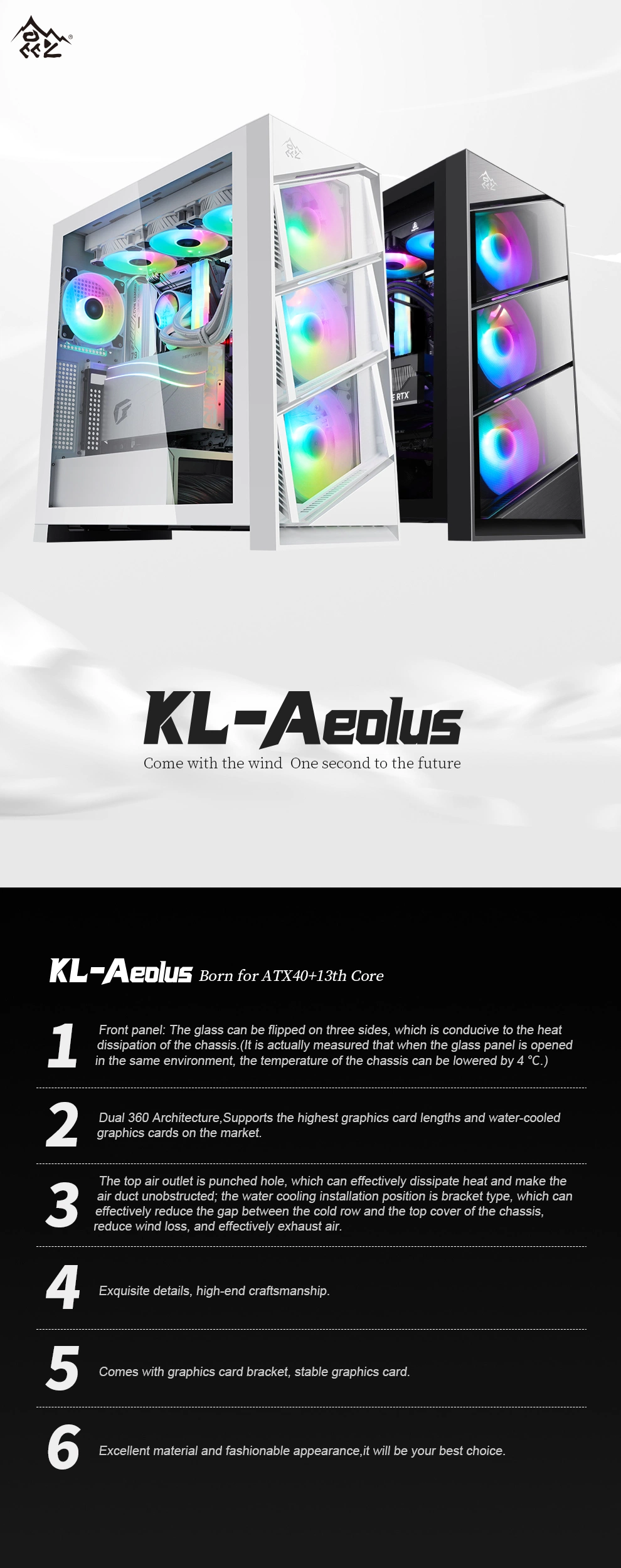 Segotep Kl-Aeolus ATX Gaming Desktop PC Case, Rtx40 Series Graphic Card Support, Gaming PC Case