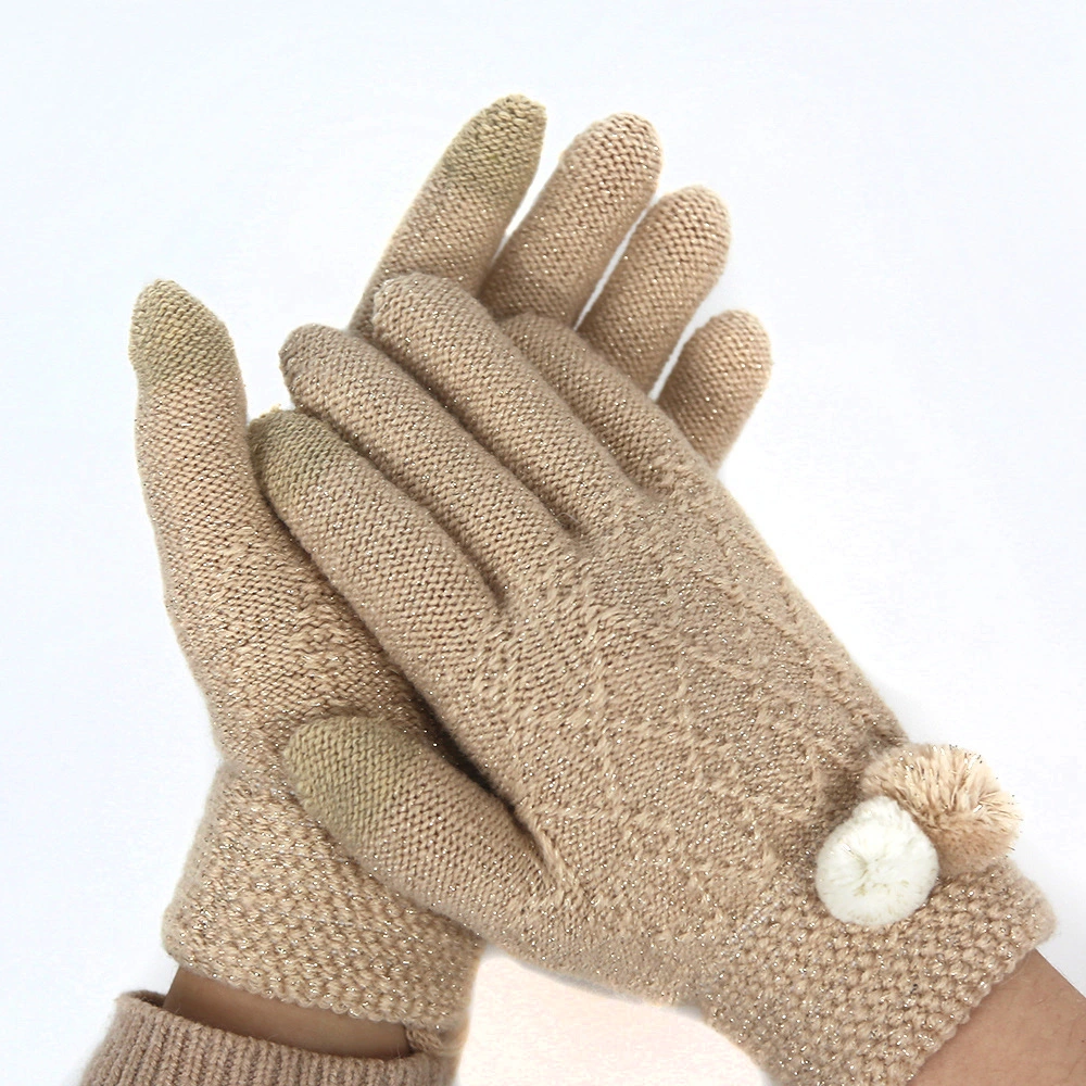 Women&prime;s Fashion Bright Silk Jacquard Touch Screen Gaming Gloves