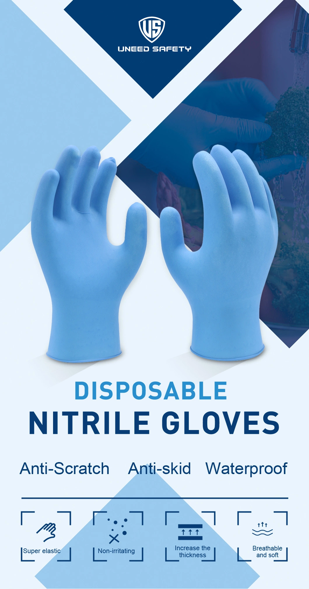 Disposable Examination Pure Nitrile Hand Protective Vinyl Safety Labor Work Gloves with High Quality