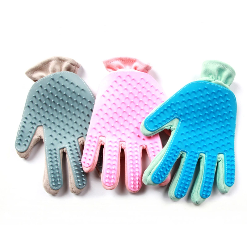 New Luo Cat Gloves Dog Massage Bath Brush Left and Right Hand Cat Beauty Cleaning Supplies Pet Gloves